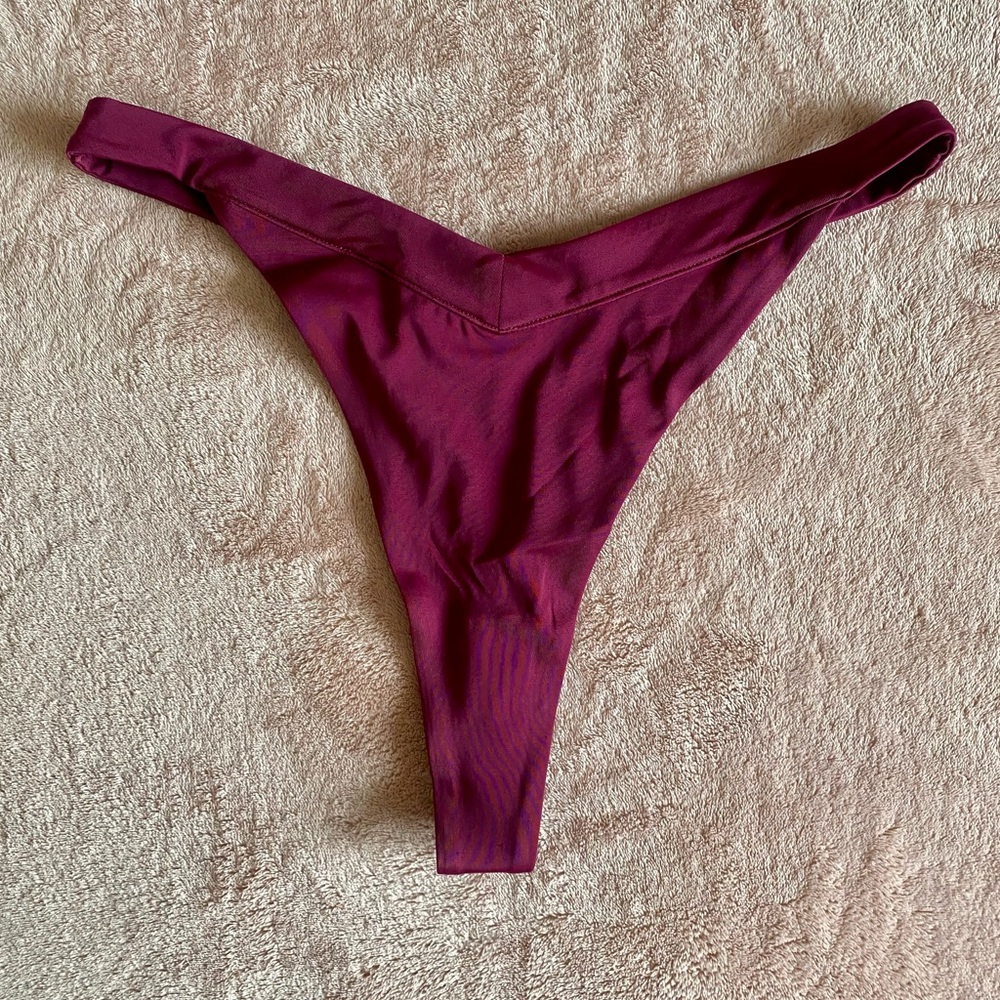 Wine Thong Bikini Bottom